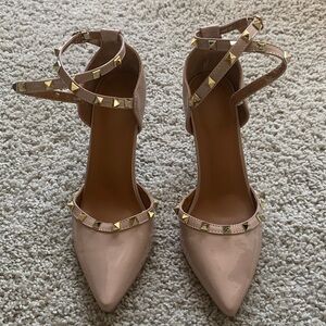 Elegant Studded Nude Heels
